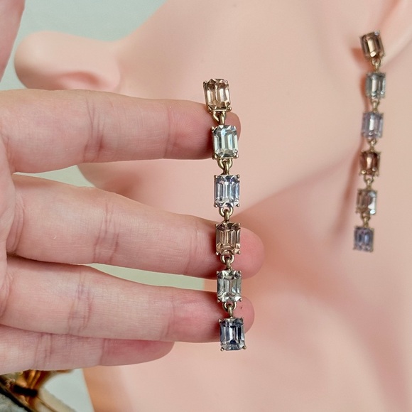 Gold and Multicolor Gem Earrings - Picture 4 of 7